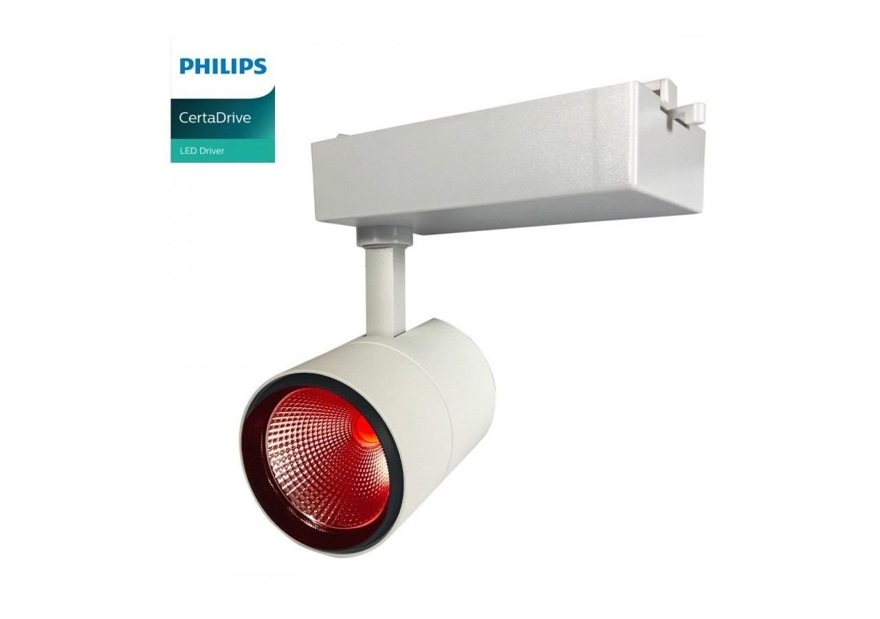 Projecteur LED sur rail monophasé spécial boucherie-Driver intégré Philips CertaDrive-LED COB-40W - B00574-B-CAR - Barcelona LED