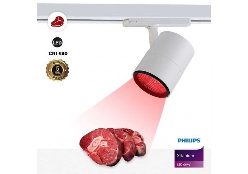 Projecteur LED sur rail triphasé spécial boucherie-Driver intégré Philips Xitanium-LED COB-40W - B00591-B-CAR - Barcelona LED Projecteur LED sur rail triphasé spécial boucherie-Driver intégré Philips Xitanium-LED COB-40W - B00591-B-CAR - Barcelona LED