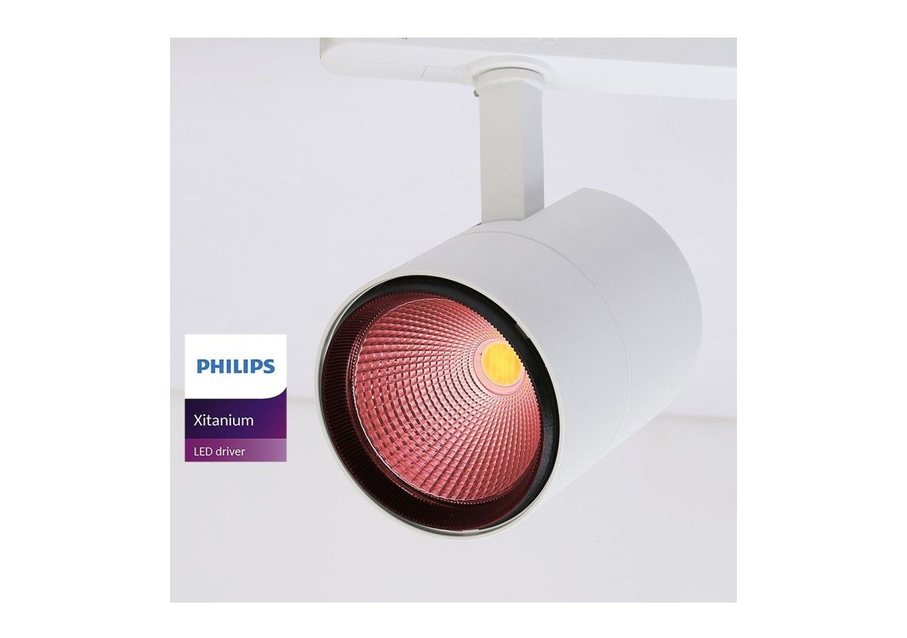 Projecteur LED sur rail triphasé spécial boucherie-Driver intégré Philips Xitanium-LED COB-40W - B00591-B-CAR - Barcelona LED