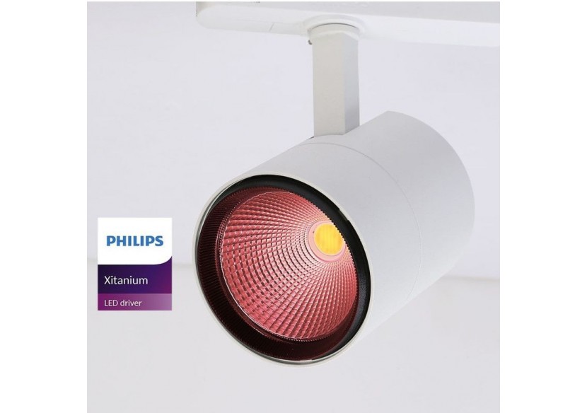 Projecteur LED sur rail triphasé spécial boucherie-Driver intégré Philips Xitanium-LED COB-40W - B00591-B-CAR - Barcelona LED Projecteur LED sur rail triphasé spécial boucherie-Driver intégré Philips Xitanium-LED COB-40W - B00591-B-CAR - Barcelona LED