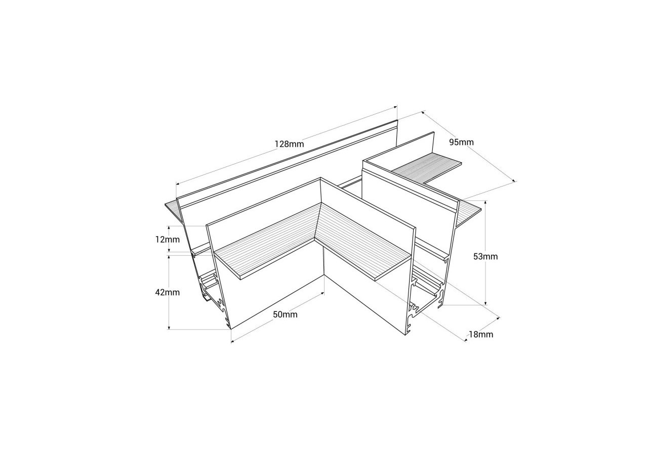 Jonction en T pour rails magnétiques encastrés 20 mm - CME-T-B - Barcelona LED