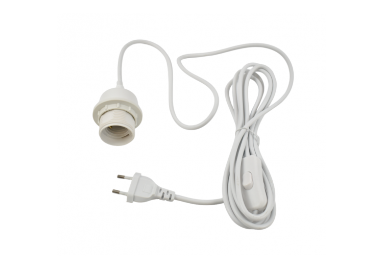 Douille E27 avec câble PVC, interrupteur et prise - K17-C-B - Barcelona LED