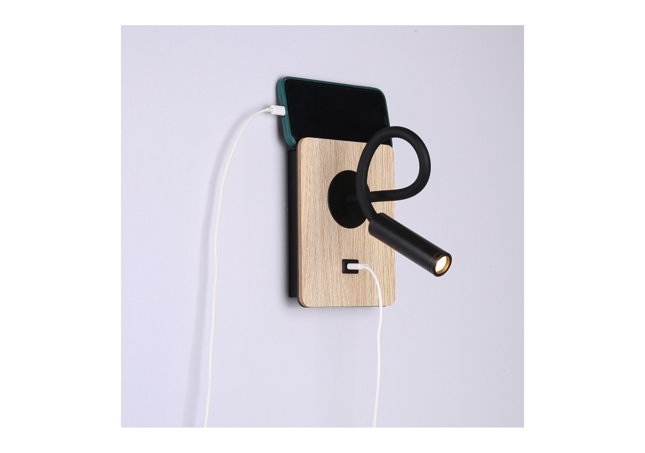 Applique liseuse flexible avec port USB "LONDON USB"-Puce CREE-3W - LN1511-USB-N - Barcelona LED