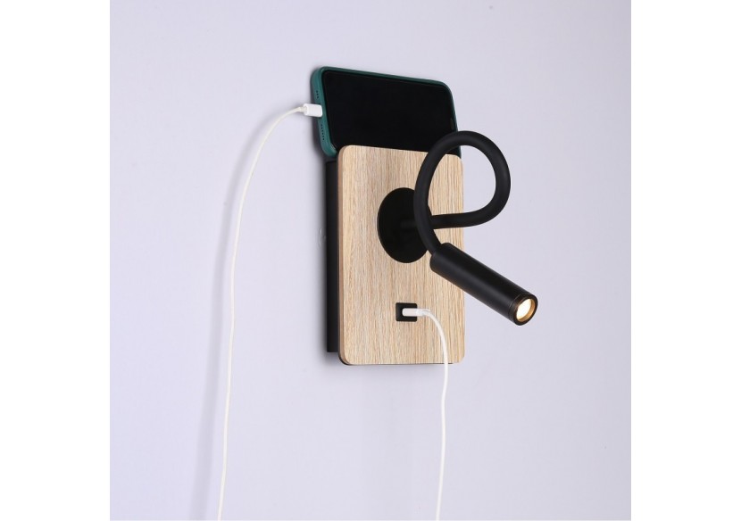 Applique liseuse flexible avec port USB "LONDON USB"-Puce CREE-3W - LN1511-USB-N - Barcelona LED Applique liseuse flexible avec port USB "LONDON USB"-Puce CREE-3W - LN1511-USB-N - Barcelona LED