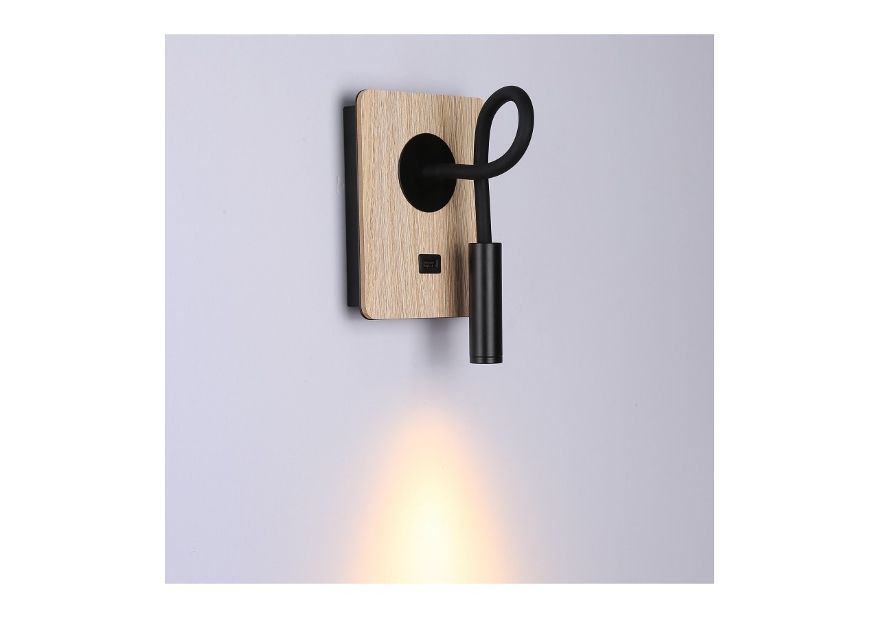 Applique liseuse flexible avec port USB "LONDON USB"-Puce CREE-3W - LN1511-USB-N - Barcelona LED
