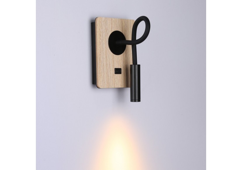 Applique liseuse flexible avec port USB "LONDON USB"-Puce CREE-3W - LN1511-USB-N - Barcelona LED Applique liseuse flexible avec port USB "LONDON USB"-Puce CREE-3W - LN1511-USB-N - Barcelona LED