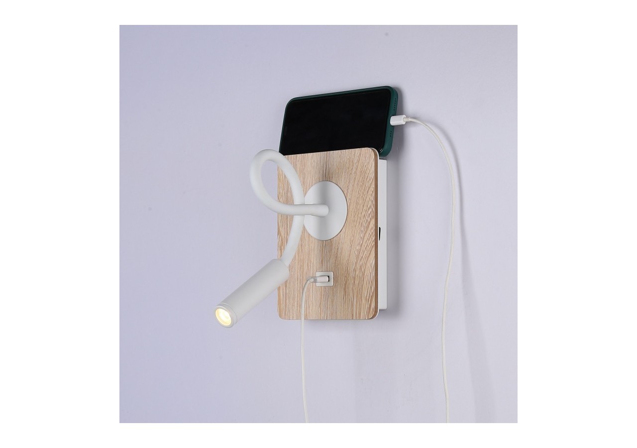 Applique liseuse flexible avec port USB "LONDON USB"-Puce CREE-3W - LN1511-USB-B - Barcelona LED