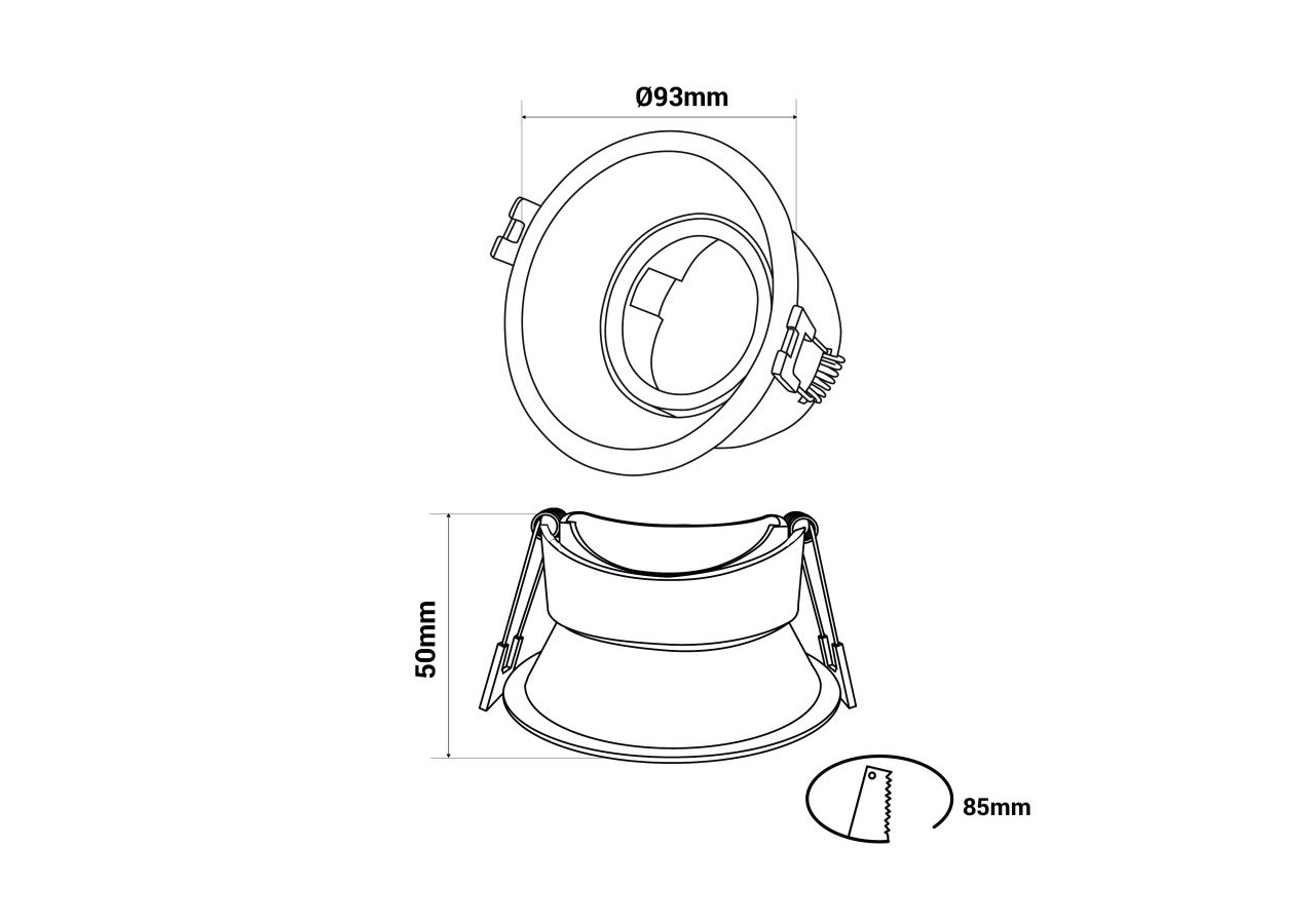 Support spot rond pour ampoule GU10 / MR16-Coupe diamètre 85 mm-Faible UGR - B994-B - Barcelona LED
