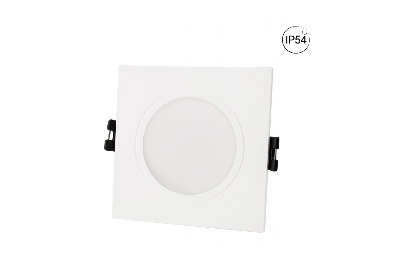 Collerette carrée pour ampoule GU10/ MR16-Diffuseur opale-Coupe diamètre 75-80 mm-IP54 - B999-C-B - Barcelona LED