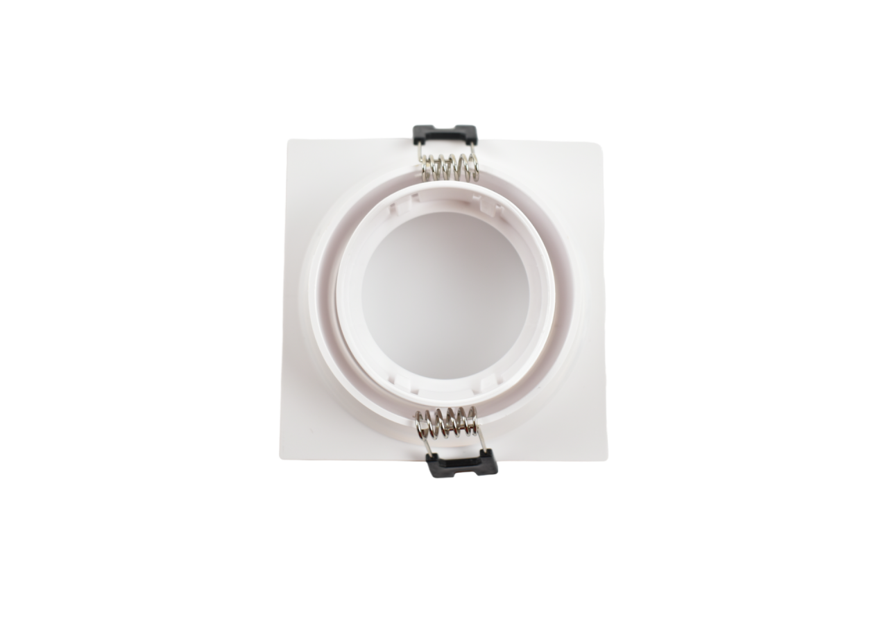 Collerette carrée pour ampoule GU10/ MR16-Diffuseur opale-Coupe diamètre 75-80 mm-IP54 - B999-C-B - Barcelona LED