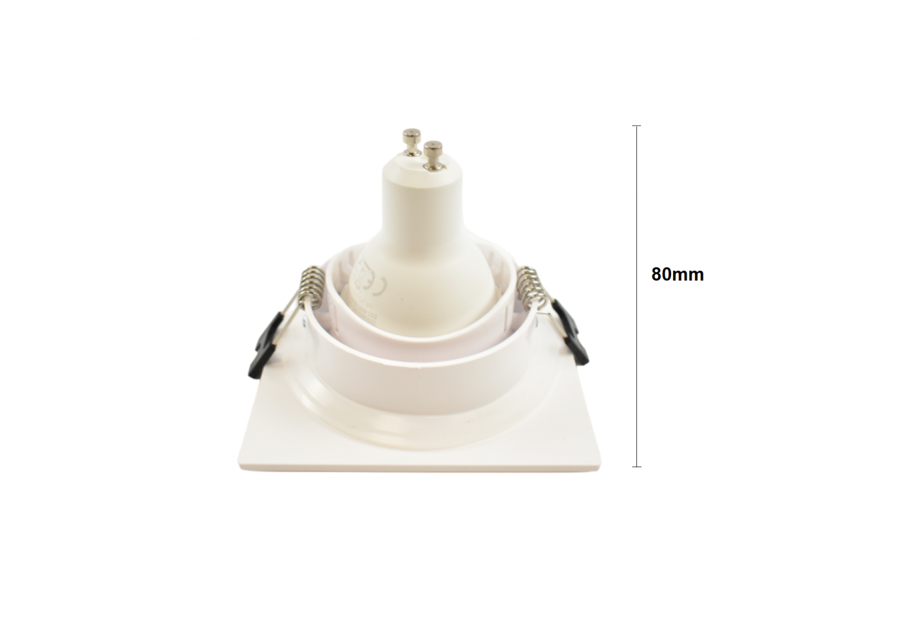 Collerette carrée pour ampoule GU10/ MR16-Diffuseur opale-Coupe diamètre 75-80 mm-IP54 - B999-C-B - Barcelona LED