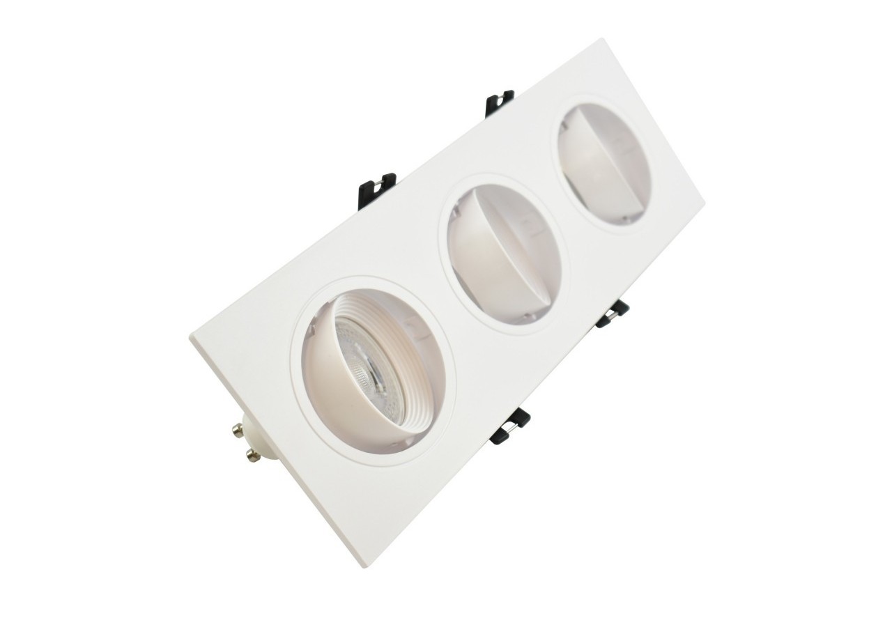 Support de spot triple orientable pour ampoules GU10/MR16-Coupe 75 x 235 mm - B996-B - Barcelona LED