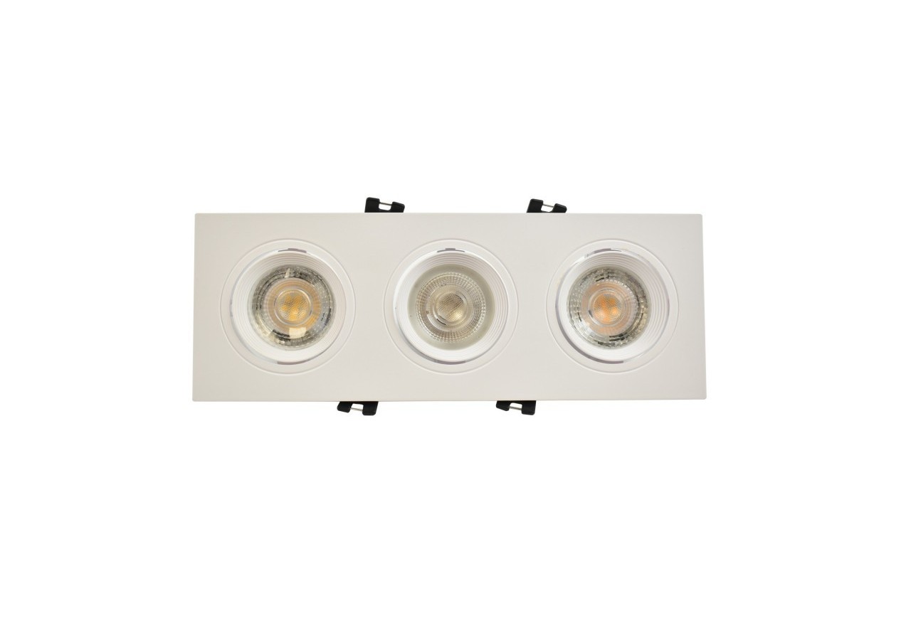 Support de spot triple orientable pour ampoules GU10/MR16-Coupe 75 x 235 mm - B996-B - Barcelona LED