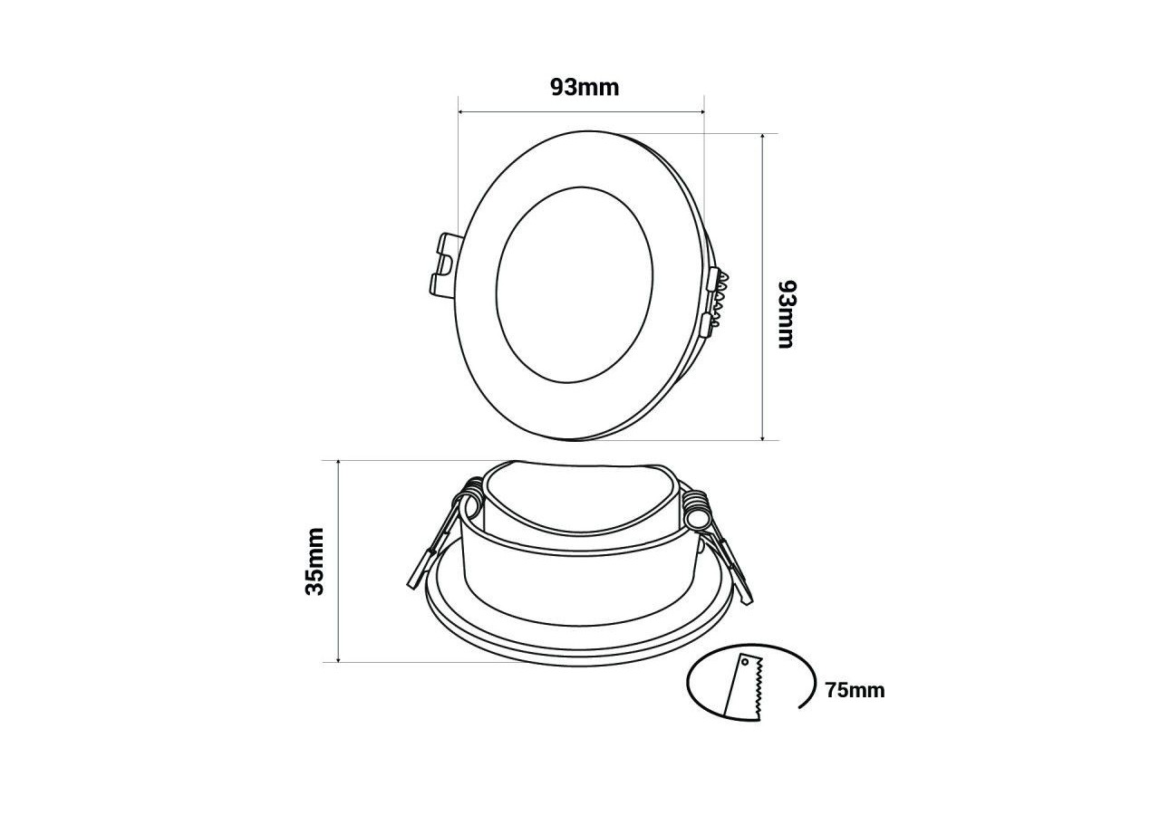 Collerette downlight étanche ronde pour ampoule GU10 / MR16-Diffuseur opale-Coupe diamètre 75-80 mm - B999-R-N - Barcelona LED
