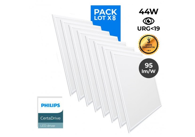 Lot de 8-Panneau LED 60x60 extra-plat-Driver Philips-44W-UGR19 - K5235-BN-8 - Barcelona LED Lot de 8-Panneau LED 60x60 extra-plat-Driver Philips-44W-UGR19 - K5235-BN-8 - Barcelona LED
