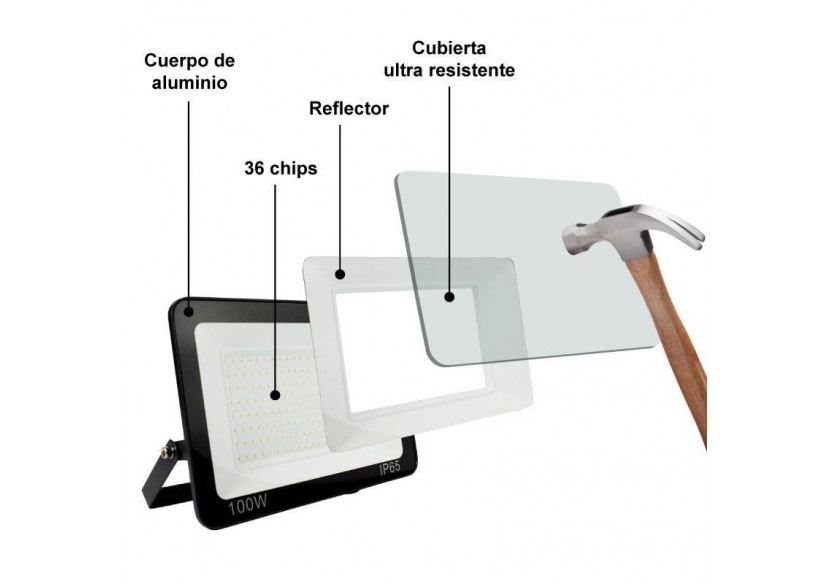 Lot de 2 spots d'extérieur LED 100W 7847LM IP65 - K1884-2-BF - Barcelona LED