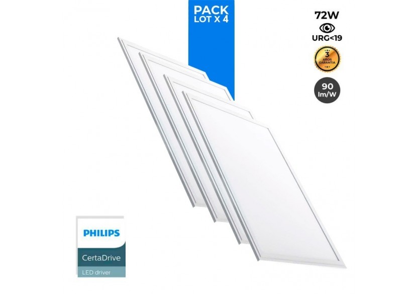 Lot de 4-Panneau LED 120x60 extra-plat-Driver PHILIPS-72W-UGR19 - K5234-BF-4 - Barcelona LED