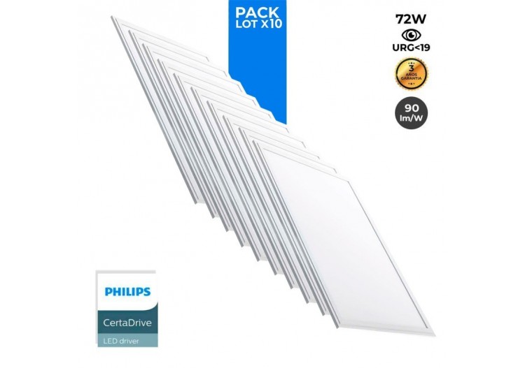 Lot de 10-Panneau LED 120x60 extra-plat-Driver PHILIPS-72W-UGR19 - K5234-BN-10 - Barcelona LED