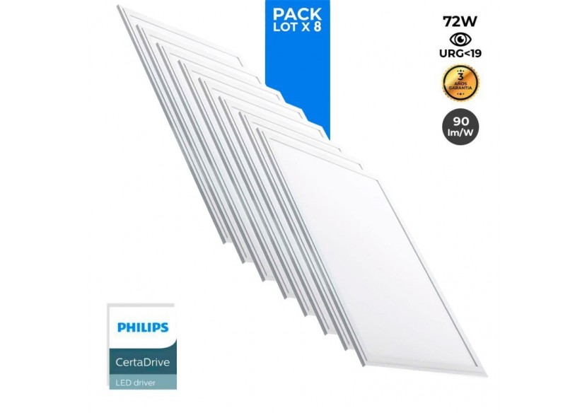 Lot de 8-Panneau LED 120x60 extra-plat-Driver PHILIPS-72W-UGR19 - K5234-BC-8 - Barcelona LED