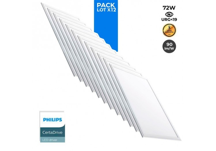 Lot de 12-Panneau LED 120x60 extra-plat-Driver PHILIPS-72W-UGR19 - K5234-BC-12 - Barcelona LED
