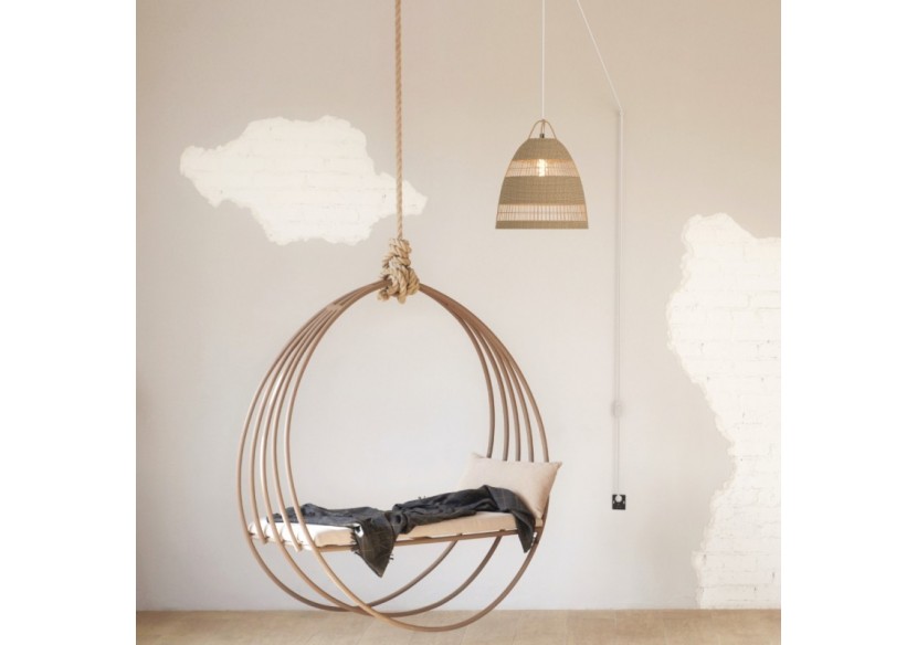 Suspension en osier "Ikken" avec interrupteur et prise murale - K172-C-B - Barcelona LED