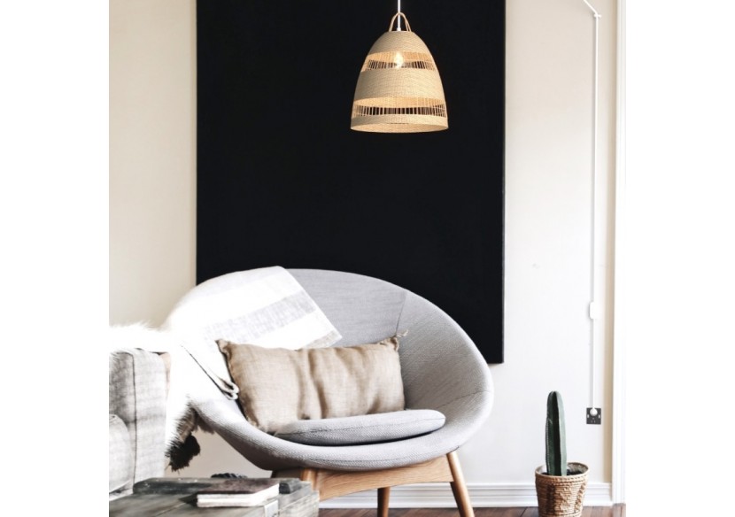 Suspension en osier "Ikken" avec interrupteur et prise murale - K172-C-B - Barcelona LED