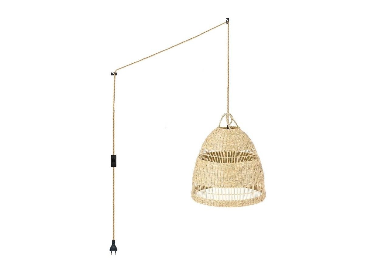 Suspension en osier "Ikken" avec interrupteur et prise murale - K172-C-CU - Barcelona LED