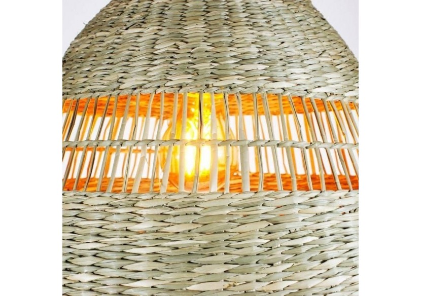 Suspension en osier "Ikken" avec interrupteur et prise murale - K172-C-CU - Barcelona LED