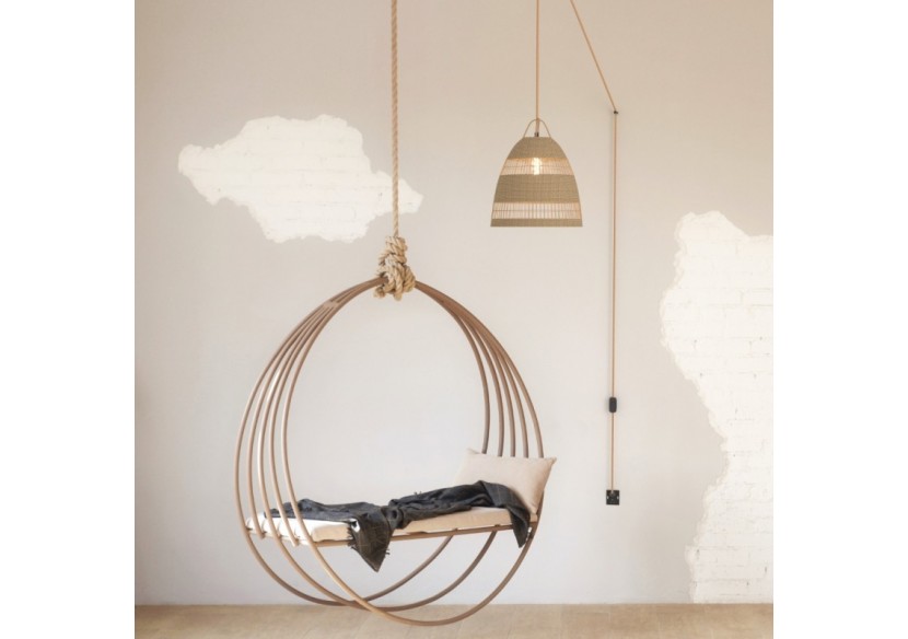 Suspension en osier "Ikken" avec interrupteur et prise murale - K172-C-CU - Barcelona LED