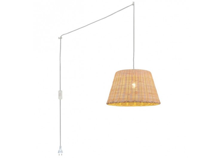 Suspension en osier "Hank" avec interrupteur et prise - K175-C-B - Barcelona LED