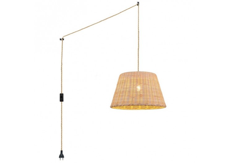Suspension en osier "Hank" avec interrupteur et prise - K175-C-CU - Barcelona LED
