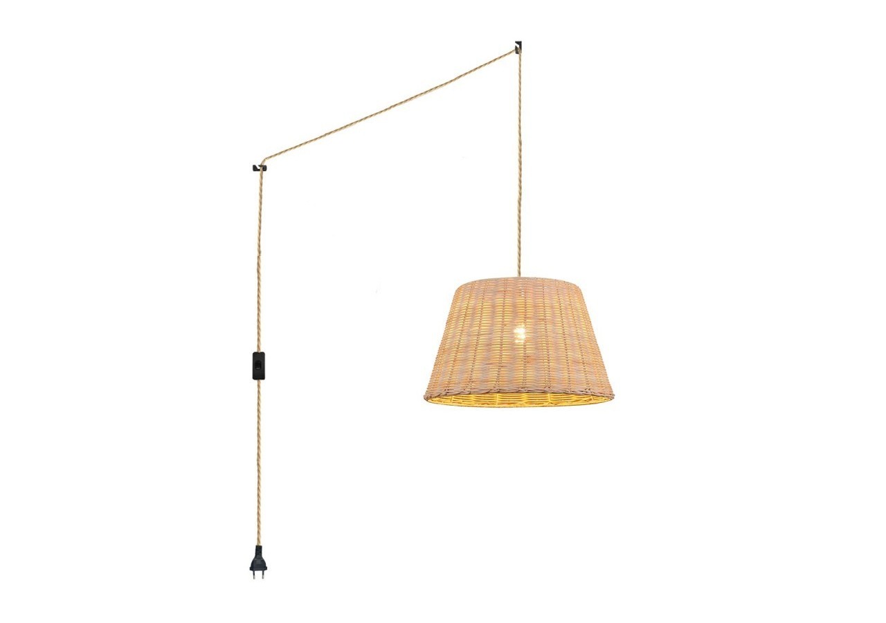 Suspension en osier "Hank" avec interrupteur et prise - K175-C-CU - Barcelona LED