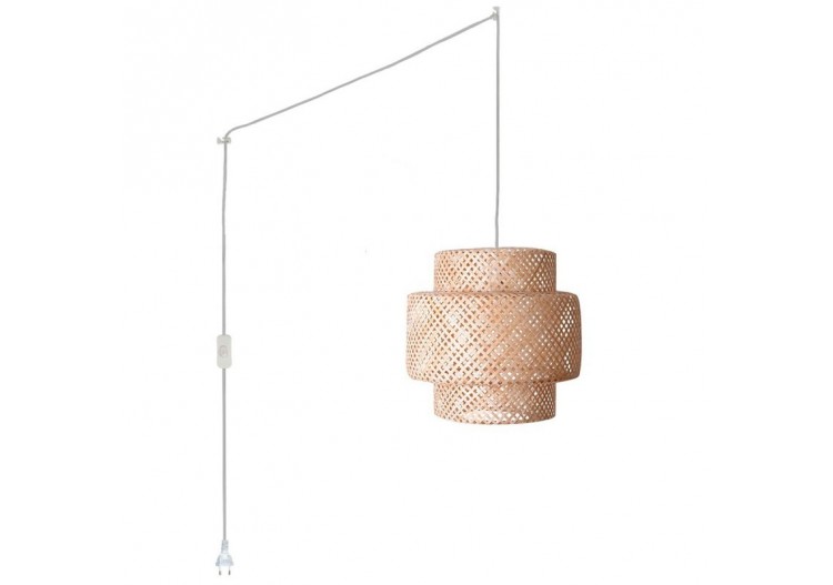 Suspension en osier "Onna" avec interrupteur et prise - K176-C-B - Barcelona LED