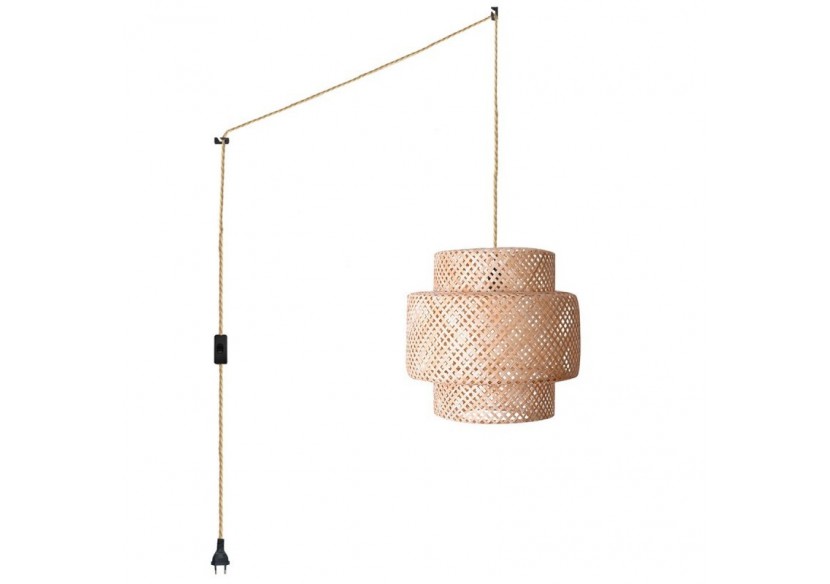 Suspension en osier "Onna" avec interrupteur et prise - K176-C-CU - Barcelona LED