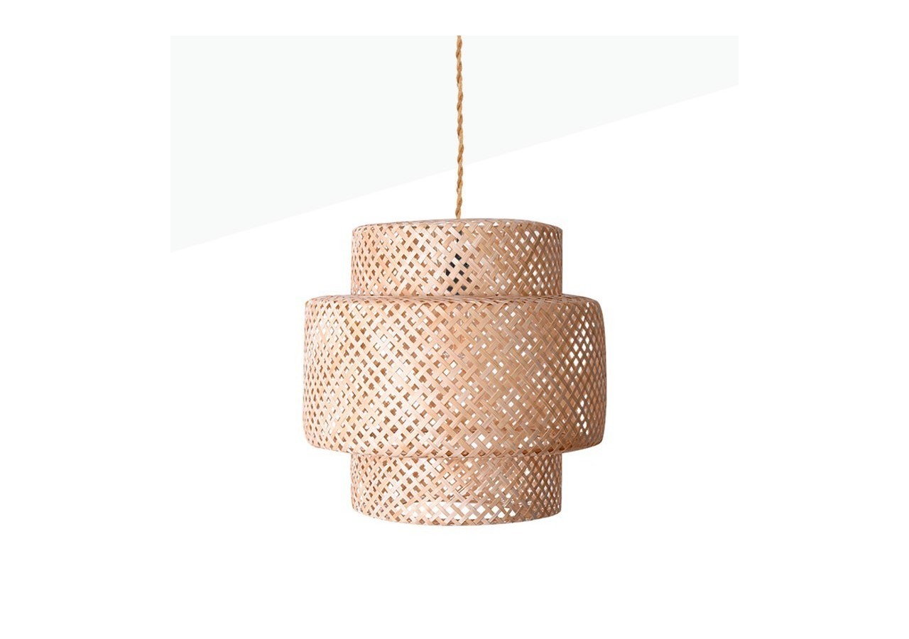 Suspension en osier "Onna" avec interrupteur et prise - K176-C-CU - Barcelona LED