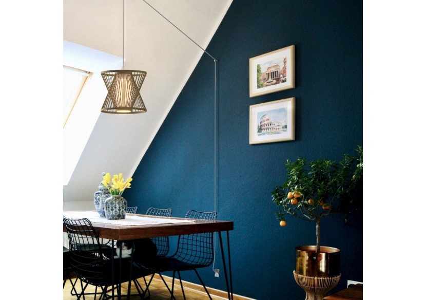 Suspension en bambou "Rise" avec interrupteur et prise - K177-C-B - Barcelona LED