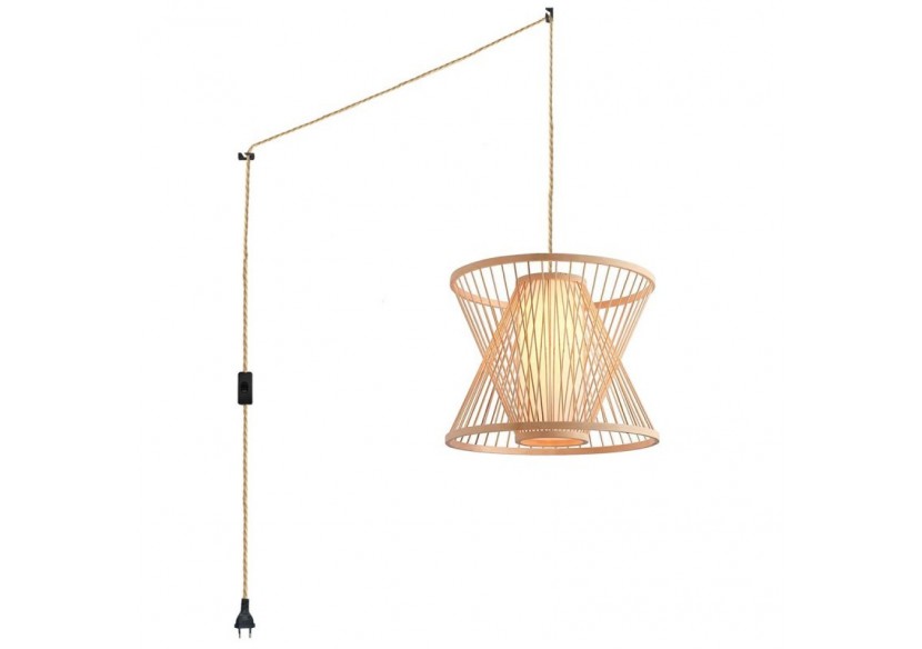 Suspension en bambou "Rise" avec interrupteur et prise - K177-C-CU - Barcelona LED