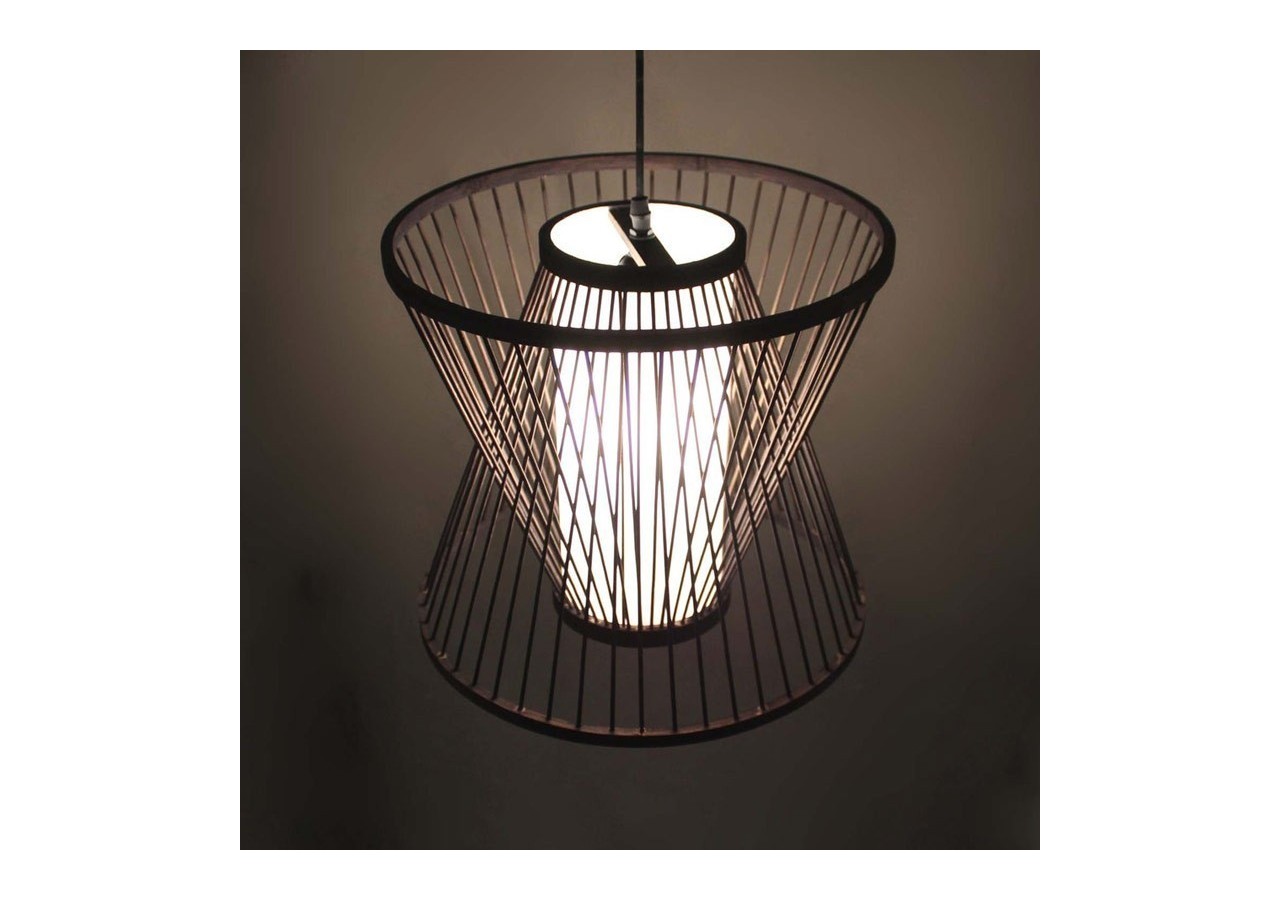 Suspension en bambou "Rise" avec interrupteur et prise - K177-C-CU - Barcelona LED