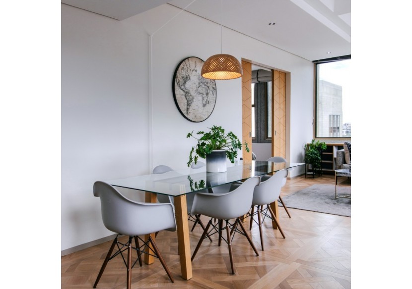 Suspension en osier "Hanna" avec interrupteur et prise - K178-C-B - Barcelona LED