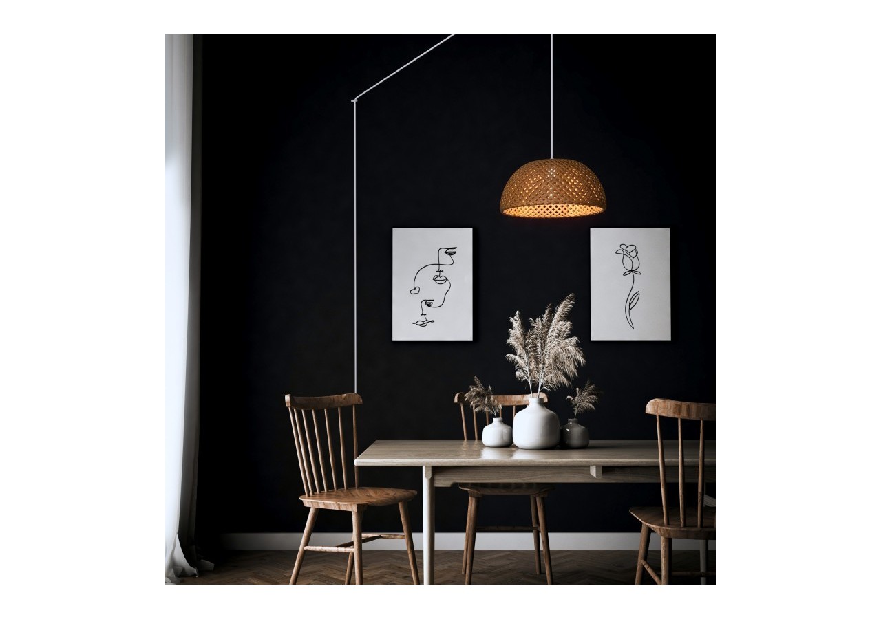 Suspension en osier "Hanna" avec interrupteur et prise - K178-C-B - Barcelona LED