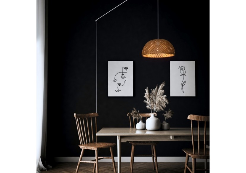 Suspension en osier "Hanna" avec interrupteur et prise - K178-C-B - Barcelona LED