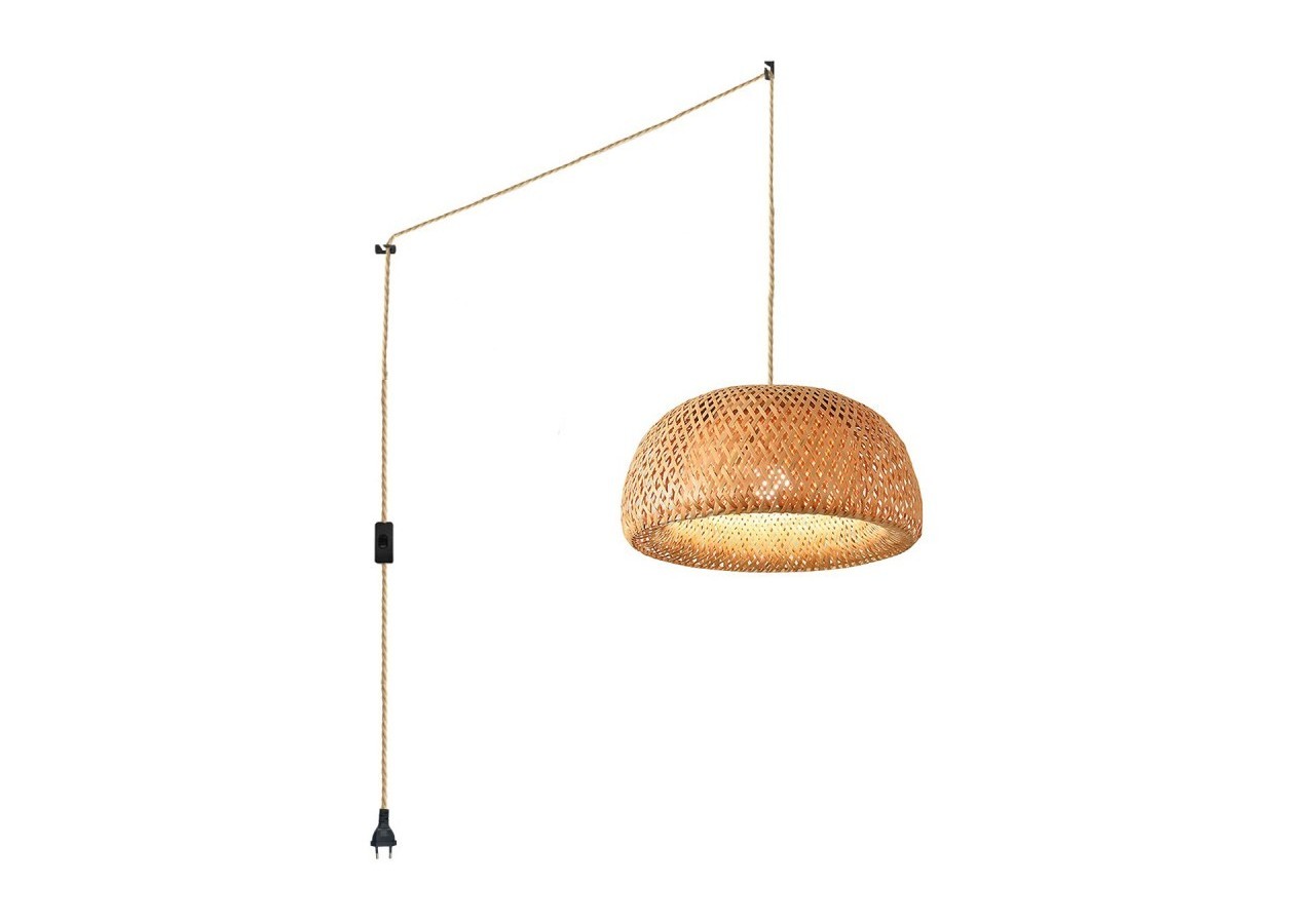 Suspension en osier "Hanna" avec interrupteur et prise - K178-C-CU - Barcelona LED