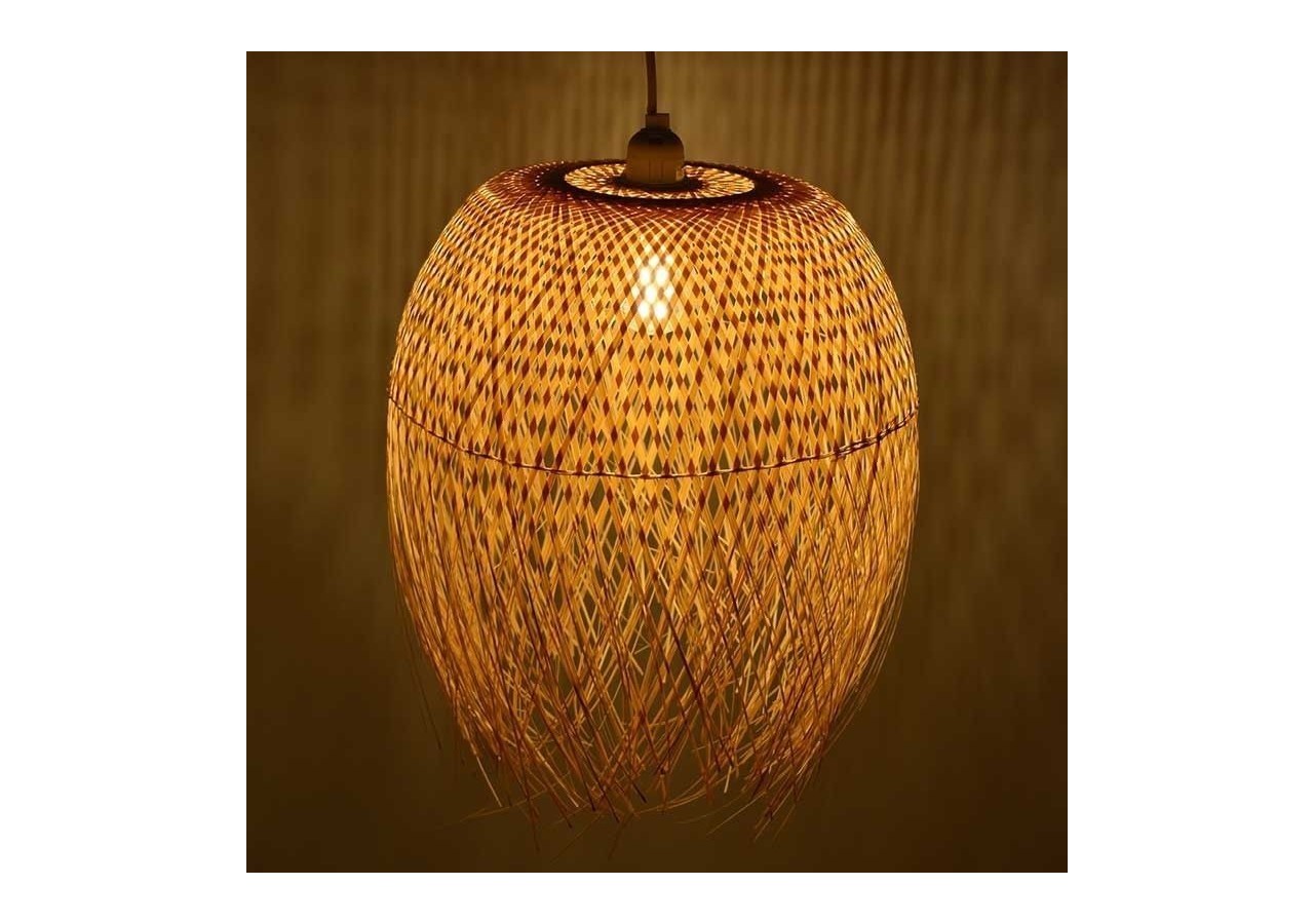 Suspension en rotin "Java" avec interrupteur et prise - K180-C-B - Barcelona LED