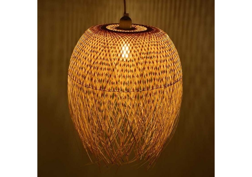 Suspension en rotin "Java" avec interrupteur et prise - K180-C-B - Barcelona LED