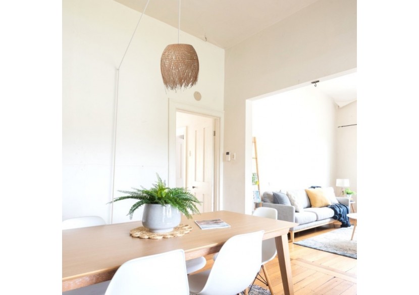 Suspension en rotin "Java" avec interrupteur et prise - K180-C-B - Barcelona LED