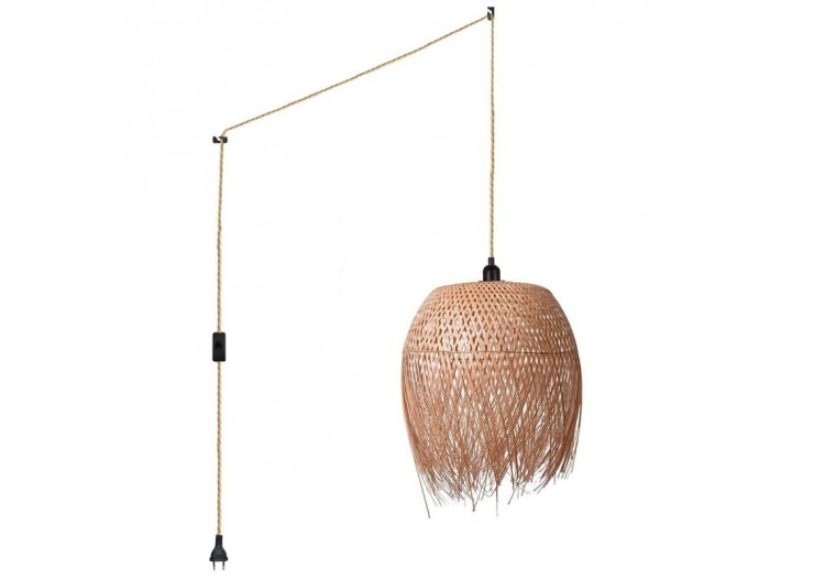 Suspension en rotin "Java" avec interrupteur et prise - K180-C-CU - Barcelona LED