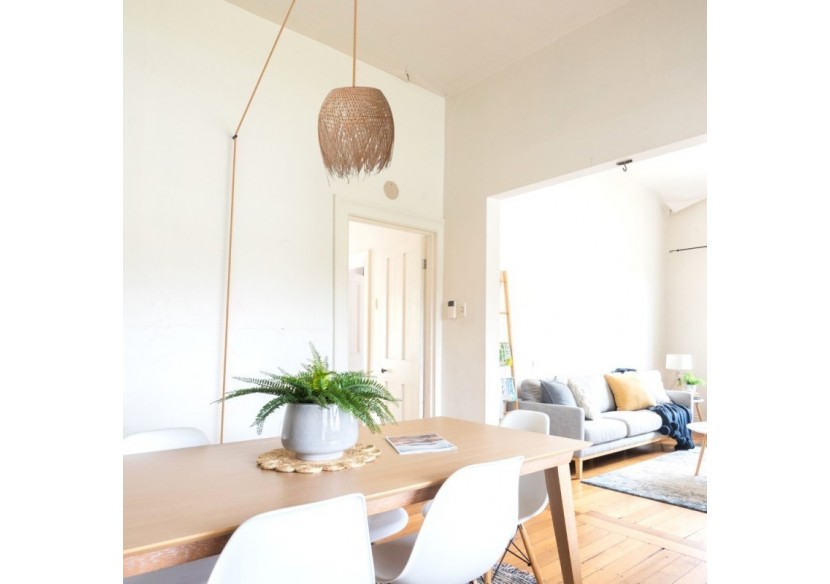 Suspension en rotin "Java" avec interrupteur et prise - K180-C-CU - Barcelona LED