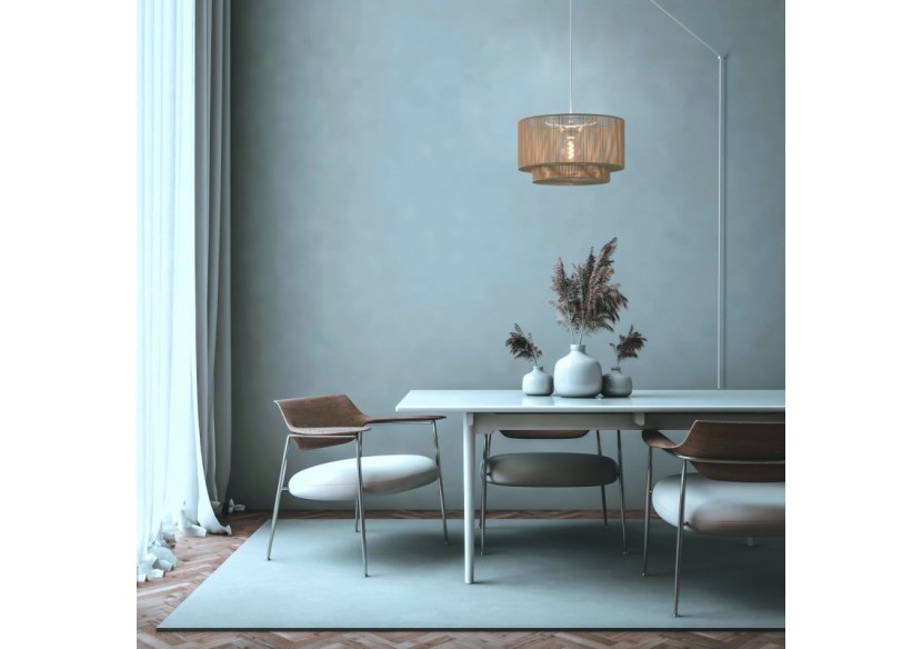 Suspension en jute "Bali" avec interrupteur et prise - K181-C-B - Barcelona LED