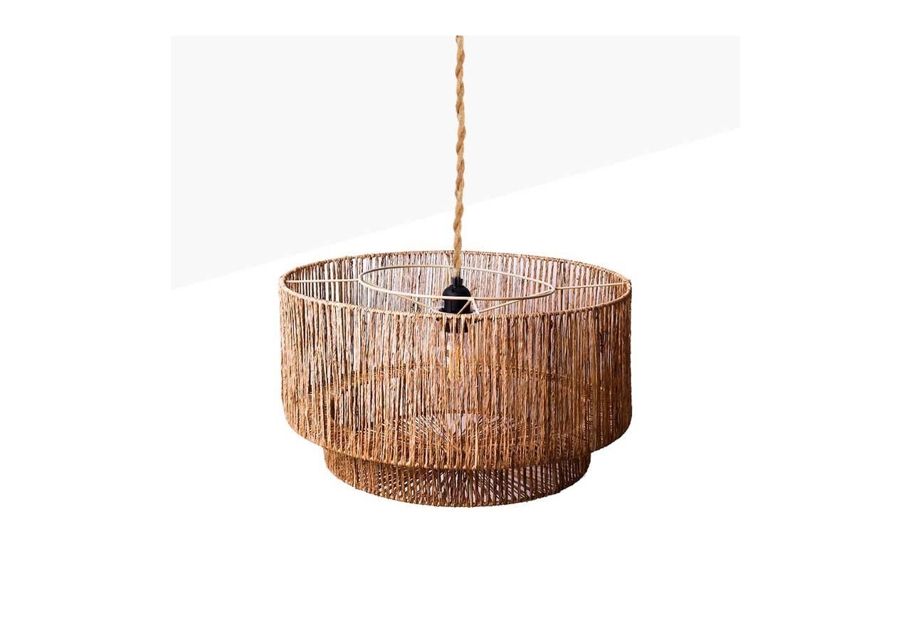Suspension en jute "Bali" avec interrupteur et prise - K181-C-CU - Barcelona LED