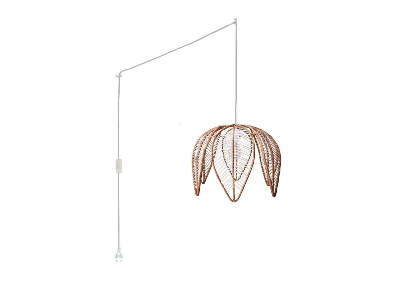 Suspension en rotin "Bintan" en forme de fleur avec interrupteur et prise - K182-C-B - Barcelona LED